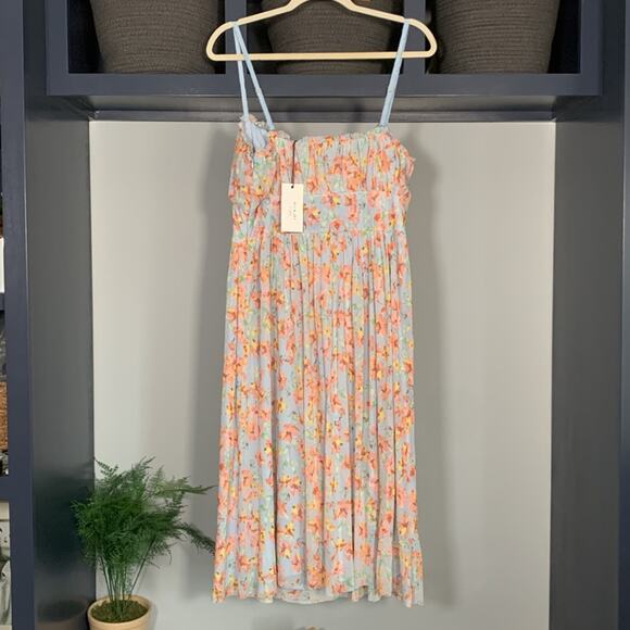 Ali & Jay Poolside Light Blue & Floral Mesh Midi Dress Size XL NWT - Picture 4 of 8